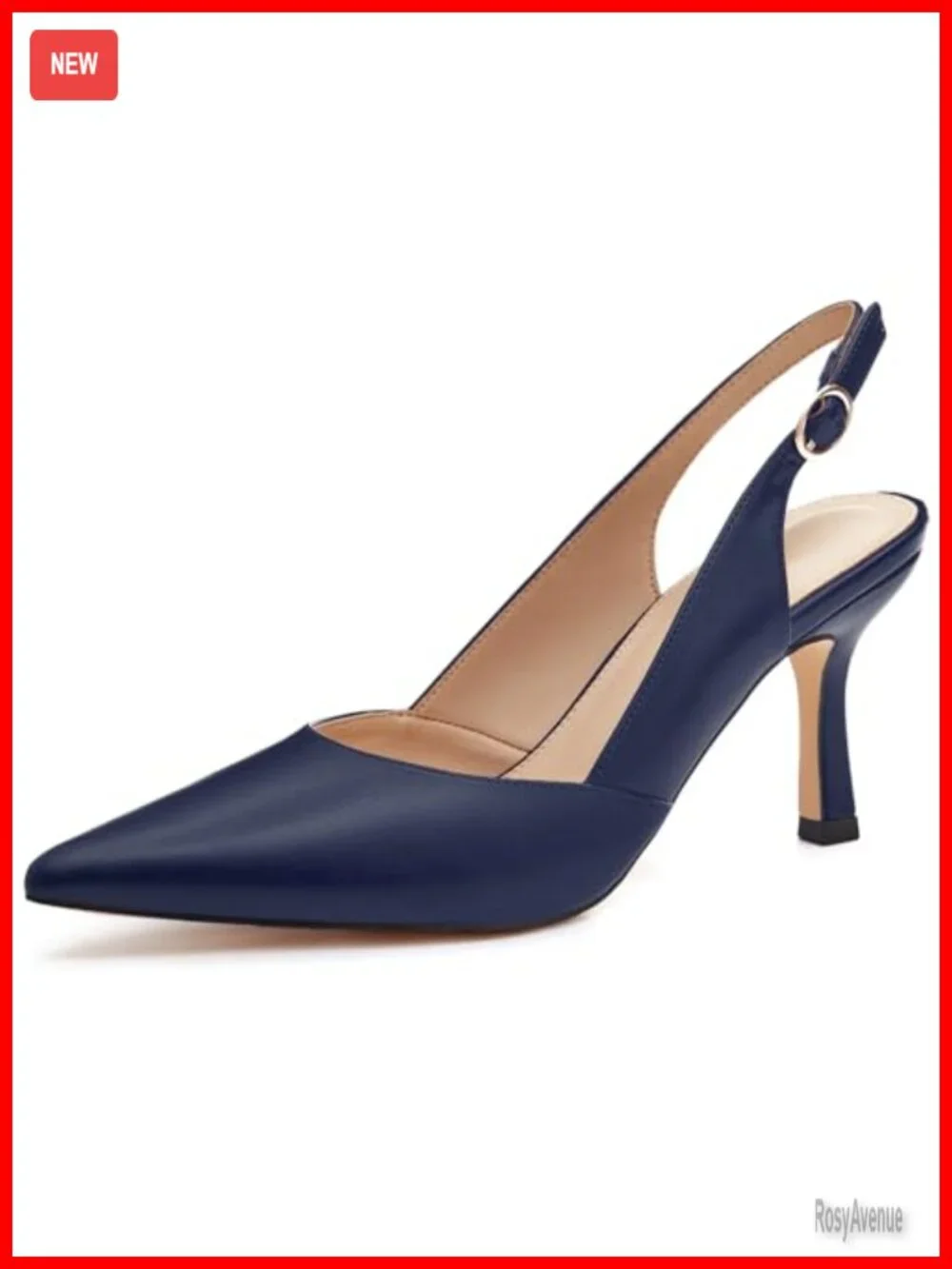 Faux Leather Slingback Kitten Heels Closed Toe Wedding Pumps
